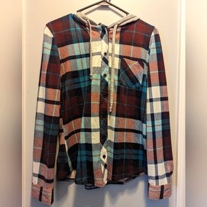 Rue21 Plaid button up light hoodie, Small
